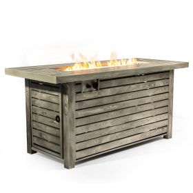 54inch Outdoor Fire Table Steel Fire Pit Table with Wood Grain Surface