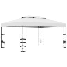 Garden Gazebo Powder-Coated Steel 118.1"x157.4"x106.2" White