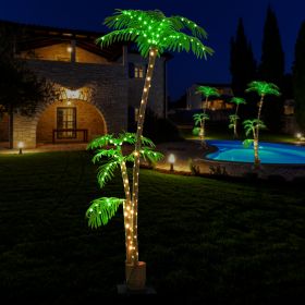 Solar Palm Glow: 7FT Patio Decor