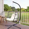 Outdoor Patio Wicker Folding Hanging Chair; Rattan Swing Hammock Egg Chair With Cushion And Pillow