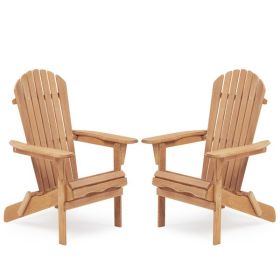 Wooden Outdoor Folding Chair Set of 2 Wood Lounge Patio Chair for Garden; Garden; Lawn; Backyard; Deck; Pool Side; Fire Pit; Half Assembled;