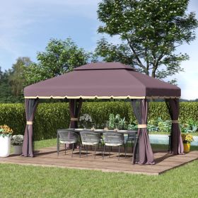 10ft x 13ft Patio Gazebo-Coffee-AS (Swiship-Ship) (Prohibited by WalMart)