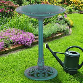 Outdoor Garden Green Pedestal Bird Bath Feeder