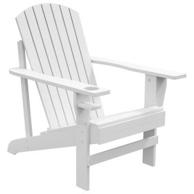 Outsunny Wooden Adirondack Chair, Outdoor Patio Lawn Chair with Cup Holder, Weather Resistant Lawn Furniture, Classic Lounge for Deck, Garden