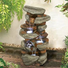 29.9inches Rock Water Fountain with LED Lights