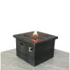 Living Source International Fiber Reinforced Concrete Propane/Natural Gas Fire Pit Table (Dark Wood)