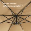 10 FT Solar LED Patio Outdoor Umbrella Hanging Cantilever Umbrella Offset Umbrella Easy Open Adustment with 24 LED Lights -taupe