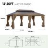 12*20FT patic gazebo,alu gazebo with steel canopy,Outdoor Permanent Hardtop Gazebo Canopy for Patio, Garden, Backyard