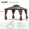 12*12FT patic gazebo,alu gazebo with steel canopy,Outdoor Permanent Hardtop Gazebo Canopy for Patio, Garden, Backyard