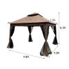 Outdoor 11x 11Ft Pop Up Gazebo Canopy With Removable Zipper Netting,2-Tier Soft Top Event Tent,Suitable For Patio Backyard Garden Camping Area with 4