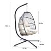 Outdoor Patio Wicker Folding Hanging Chair; Rattan Swing Hammock Egg Chair With Cushion And Pillow