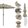 9Ft 3-Tiers 24LEDS Patio Umbrella Khaki