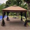 Outdoor 11x 11Ft Pop Up Gazebo Canopy With Removable Zipper Netting,2-Tier Soft Top Event Tent,Suitable For Patio Backyard Garden Camping Area with 4