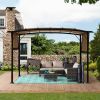 12 x 9 Ft Outdoor Pergola Patio Gazebo,Retractable Shade Canopy,Steel Frame Grape Gazebo,Sunshelter Pergola