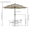 9Ft 3-Tiers 24LEDS Patio Umbrella Khaki