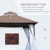 10ft x 10ft Outdoor Patio Gazebo Canopy Tent Coffee-AS