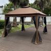 Outdoor 11x 11Ft Pop Up Gazebo Canopy With Removable Zipper Netting,2-Tier Soft Top Event Tent,Suitable For Patio Backyard Garden Camping Area with 4