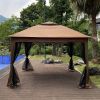 Outdoor 11x 11Ft Pop Up Gazebo Canopy With Removable Zipper Netting,2-Tier Soft Top Event Tent,Suitable For Patio Backyard Garden Camping Area with 4