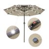 9Ft 3-Tiers 24LEDS Patio Umbrella Khaki