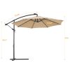 10 FT Solar LED Patio Outdoor Umbrella Hanging Cantilever Umbrella Offset Umbrella Easy Open Adustment with 24 LED Lights -taupe