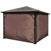 Gazebo with Curtain Brown Aluminum 118.1"x118.1"