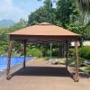 Outdoor 11x 11Ft Pop Up Gazebo Canopy With Removable Zipper Netting,2-Tier Soft Top Event Tent,Suitable For Patio Backyard Garden Camping Area with 4