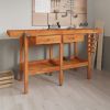 Workbench with Drawers and Vices 63.8"x24.4"x32.7" Solid Wood Acacia