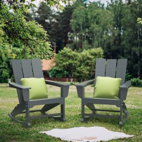 Rocking Adirondack Chairs Patio Rocker All-Weather Resistant, HDPE Plastic Resin Outdoor Lounge Furniture,Lawn Chairs for Campfire, Fire Pit, Garden (Color: Gray)