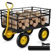 VEVOR Steel Garden Cart; with Removable Mesh Sides to Convert into Flatbed, Utility Metal Wagon