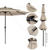 10Ft 3-Tiers 32LEDS Patio Umbrella Beige