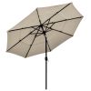 10Ft 3-Tiers 32LEDS Patio Umbrella Beige