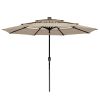 10Ft 3-Tiers 32LEDS Patio Umbrella Beige