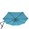 10 FT Solar LED Patio Outdoor Umbrella Hanging Cantilever Umbrella Offset Umbrella Easy Open Adustment with 32 LED Lights