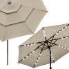 10Ft 3-Tiers 32LEDS Patio Umbrella Beige