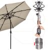 10Ft 3-Tiers 32LEDS Patio Umbrella Beige