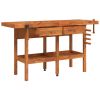 Workbench with Drawers and Vices 63.8"x24.4"x32.7" Solid Wood Acacia