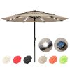 10Ft 3-Tiers 32LEDS Patio Umbrella Beige