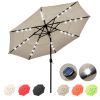 10Ft 3-Tiers 32LEDS Patio Umbrella Beige