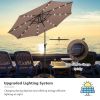 10 Feet Patio Solar Umbrella with Crank and LED Lights